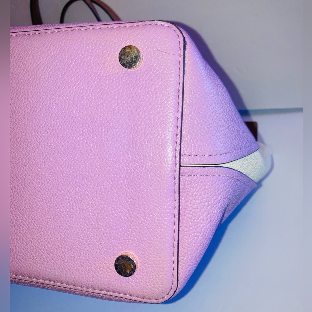 Kate Spade Large Pebbled Leather Lavender and Cream Tote Bag with Brown Handles - Picture 9 of 16